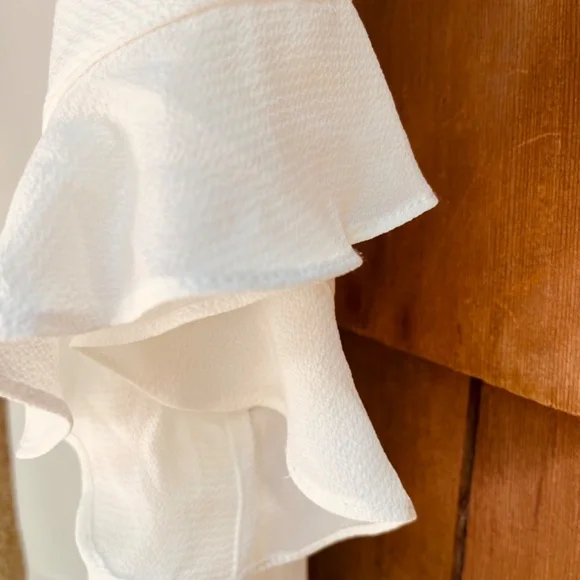 CeCe Women's Drop Shoulder Wide Neck Ruched Blouse Color: New Ivory Size XS - Picture 8 of 16